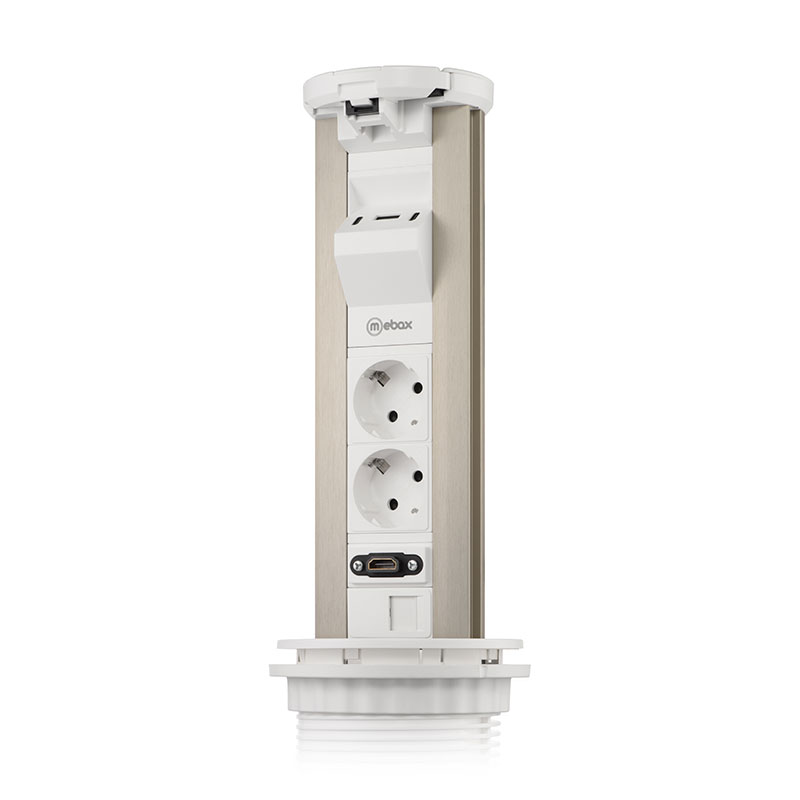 Блок розеток 12J (2 секции, USB type A+C + RJ45 + HDMI) беспроводная зарядка Mebax 00-00002598