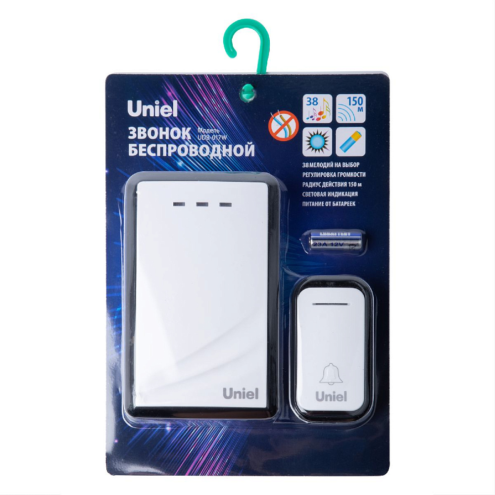 Беспроводной звонок Uniel UDB-017W-R1T1-38S-150M-WH/BL UL-00011373