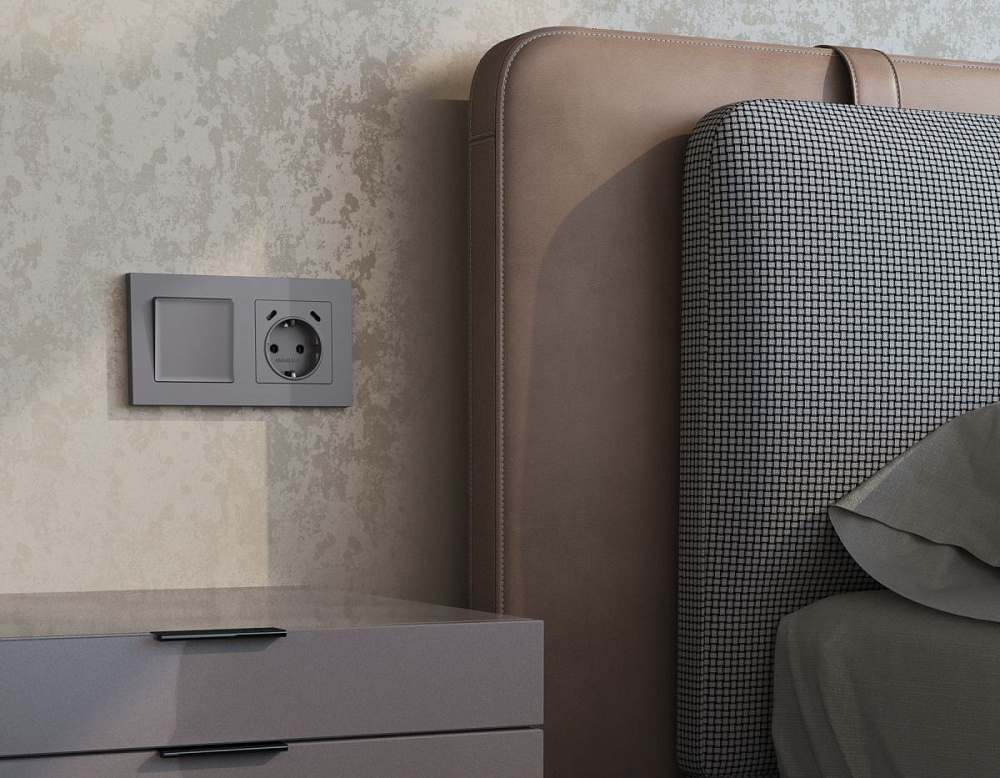 Комплект механизма электрической розетки 2USB С+C 20W с/з на винтовых зажимах 16A-250V Alfa Сталь матовый Quant Ambrella Volt MA510510 (AP5105, VM165)