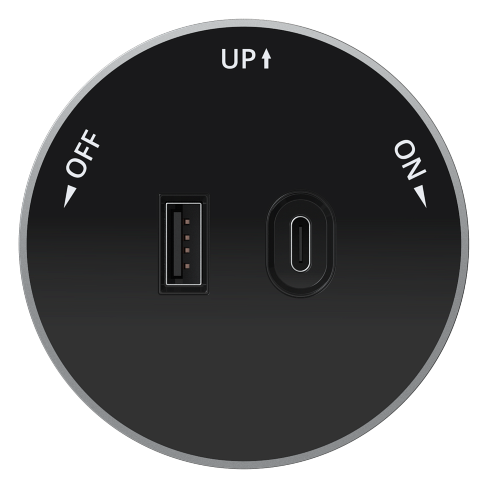 Розетка 2хUSB (тип А+С) 18Вт, 5В/3А Systeme Electric MultiTrack Антрацит MTK13003B