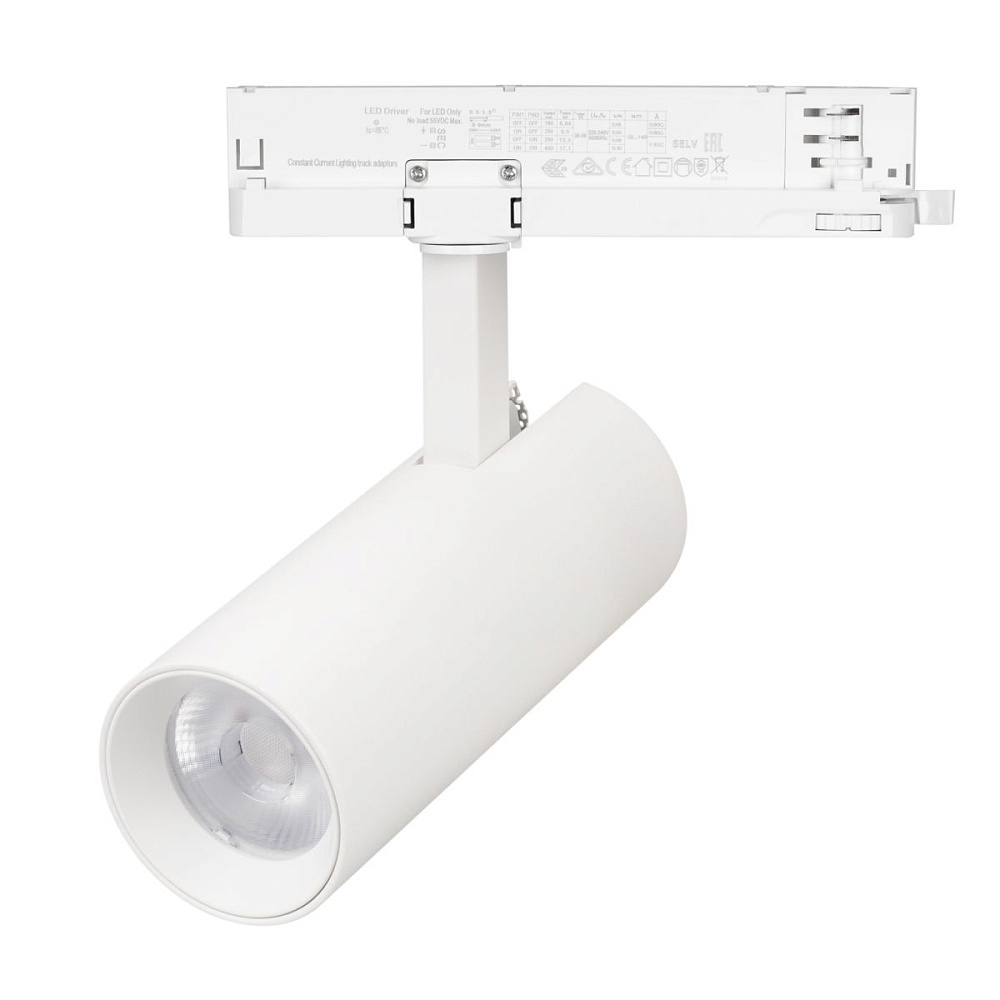 Трековый трехфазный светильник Arlight LGD-GERA-4TR-R74-20W Warm3000 (WH, 55 deg, 230V, DALI) (IP20 Металл) 058811