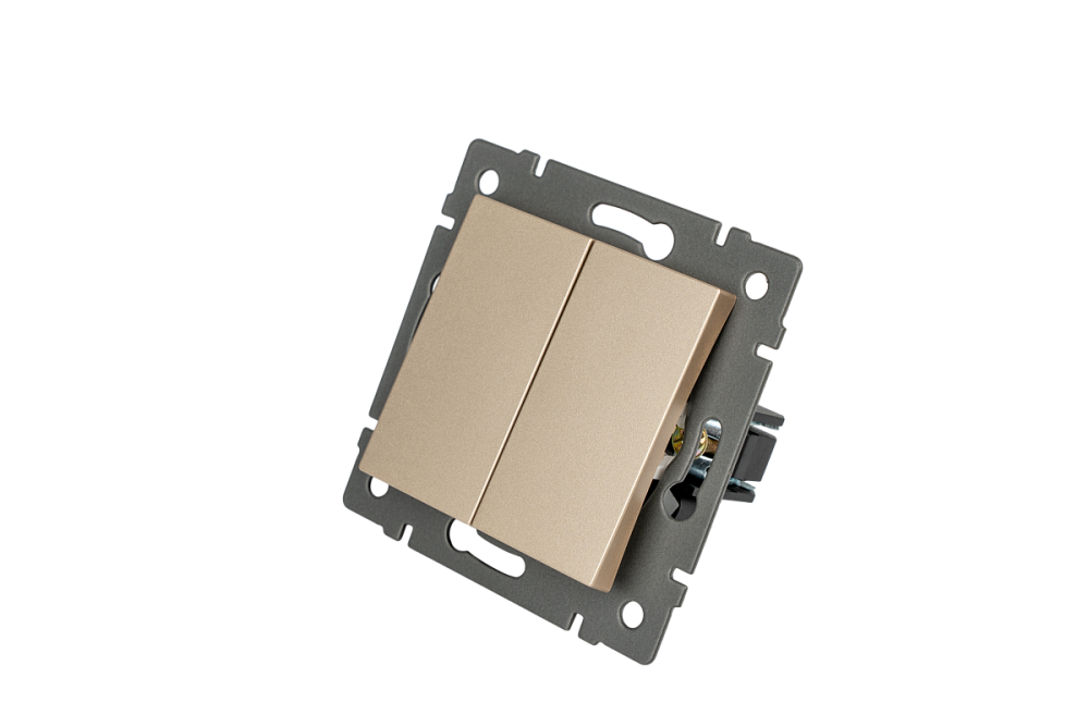 Механизм выключателя двухклавишный непроходной Arlight SWT-MK02-PL-GD-V (250V, 10A) 049890
