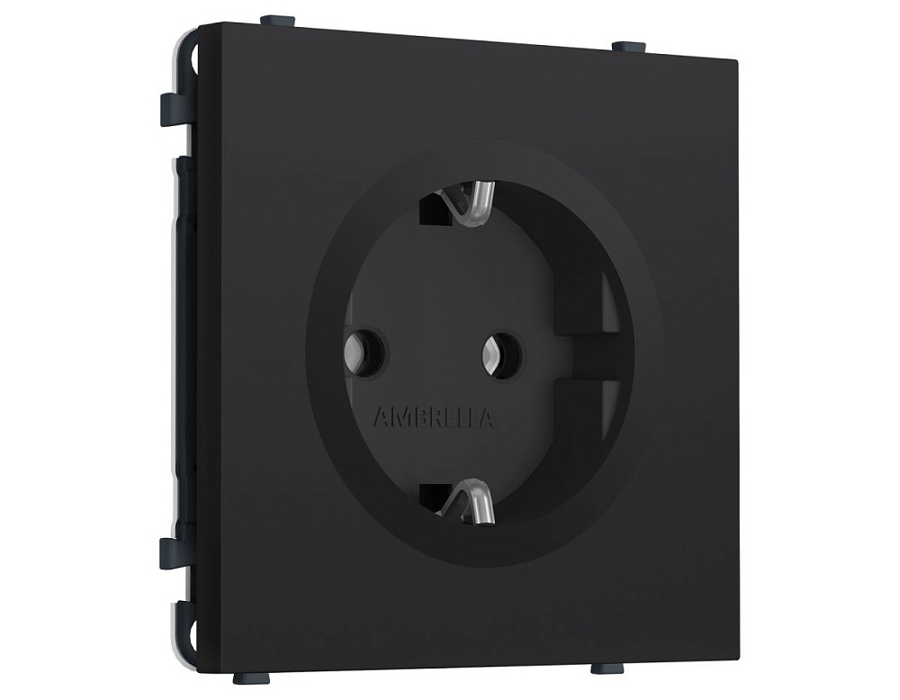 Комплект механизма электрической розетки SIGMA Черный Мягкое касание 50Hz 2P+E с/з 16A-250V QUANT PRO Ambrella Volt MS986010 (SP9860, PR141)