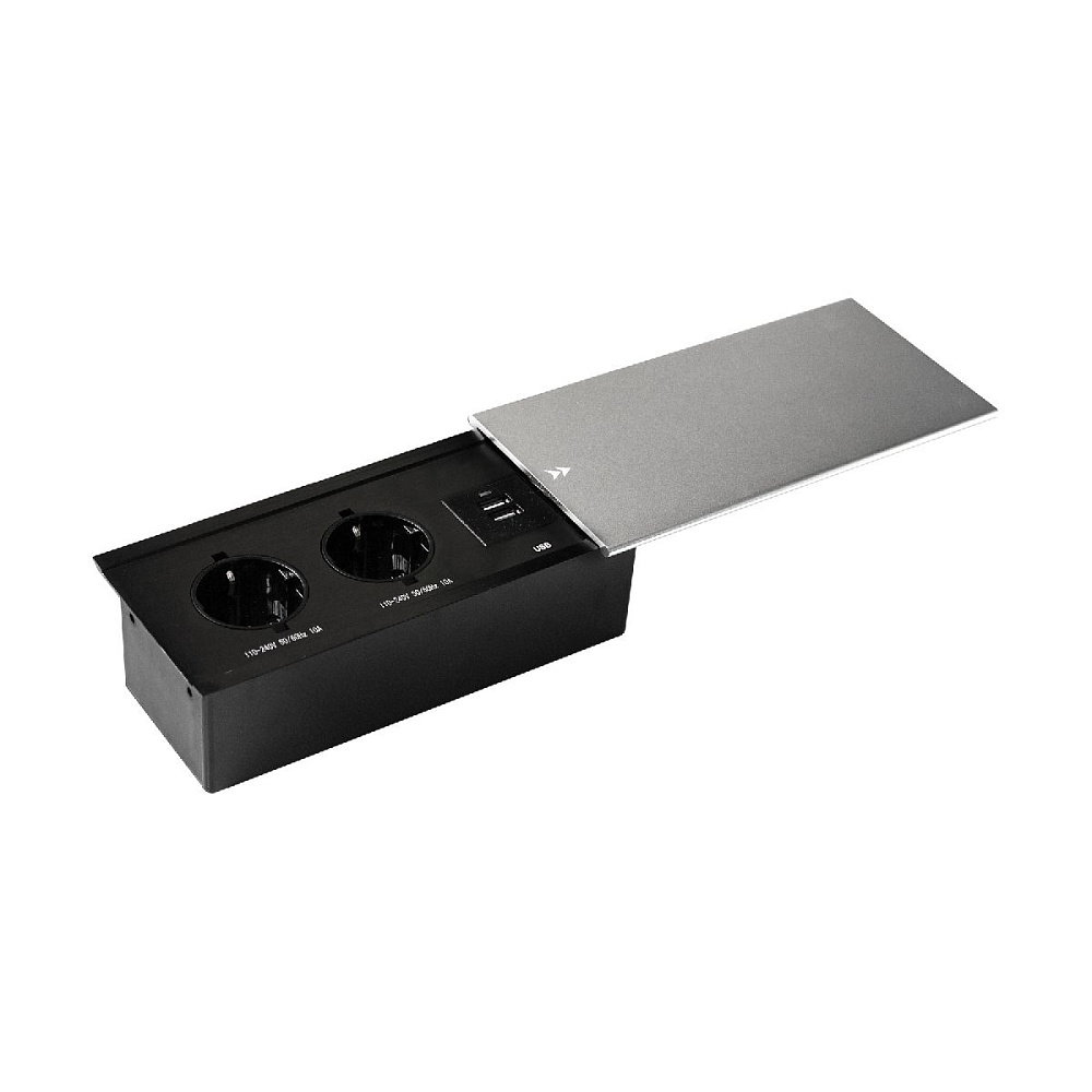 Блок розеток JX (Slide Top) (2 секции + 2 USB с кабелем питания) Mebax 00-00002888