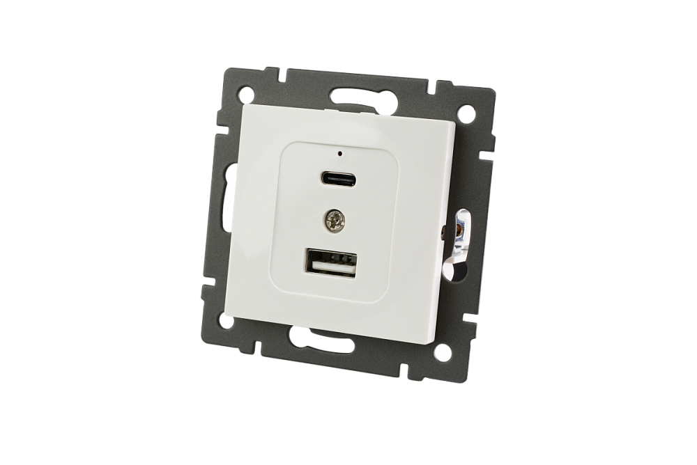Механизм USB розетки Arlight SCT-MUAC-PL-WH-V (5V, 3A, QC4) 049839