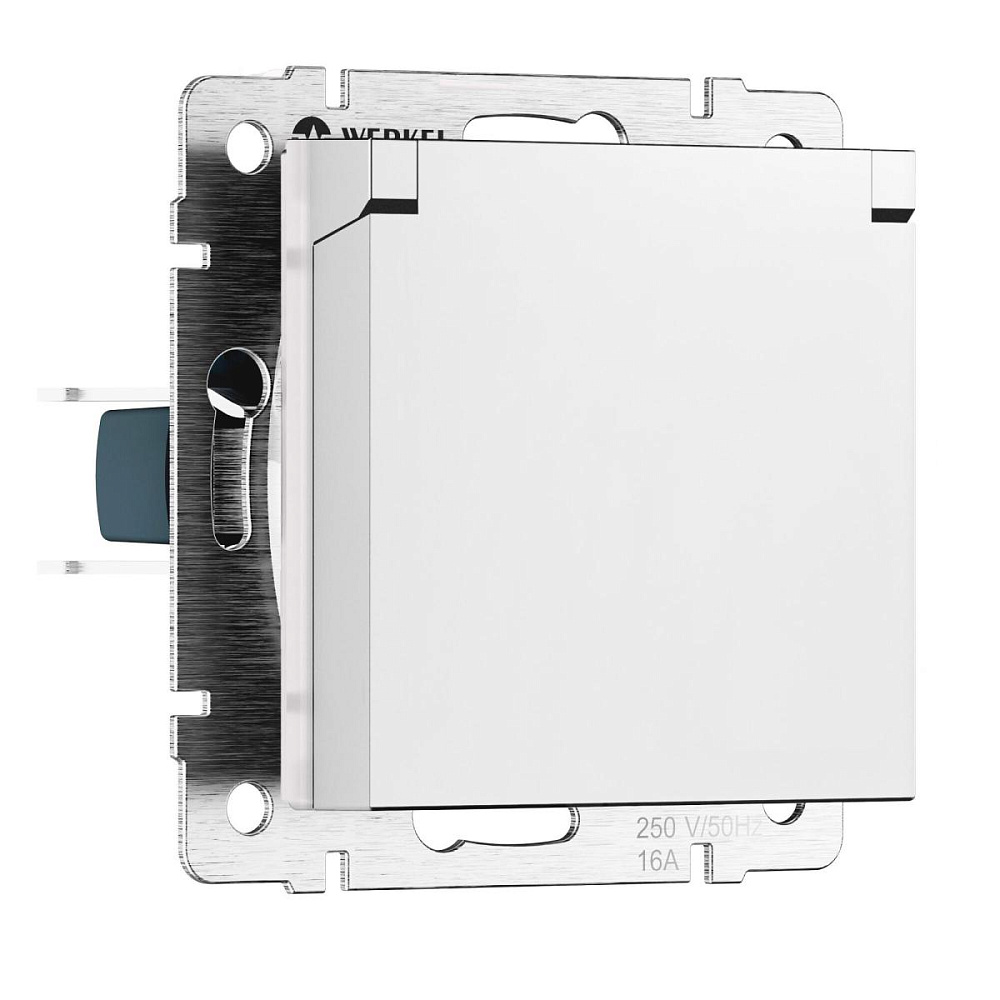 Розетка с заземлением и шторками c крышкой Werkel W1171261 4690389213168 a069590