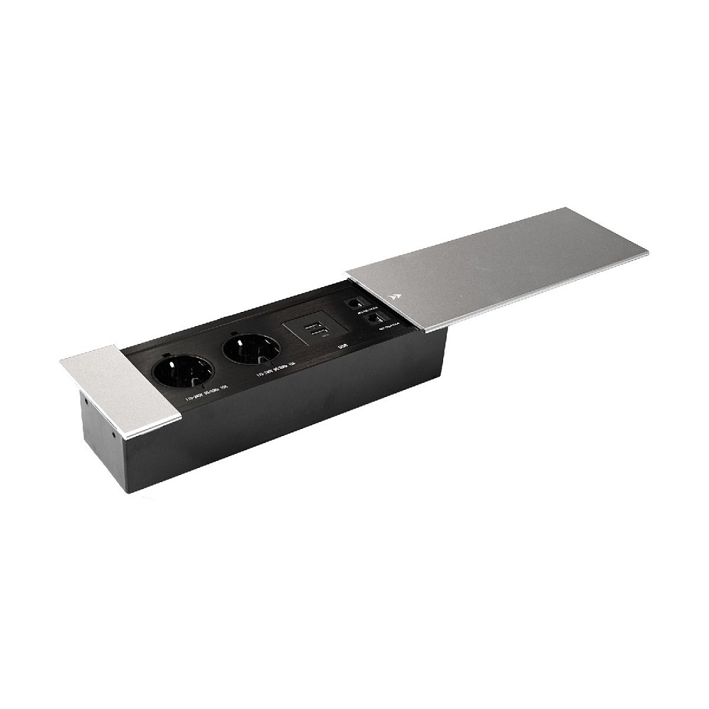 Блок розеток JX (Slide Top) (2 секции RJ-45 + 2 USB с кабелем питания) Mebax 00-00002890