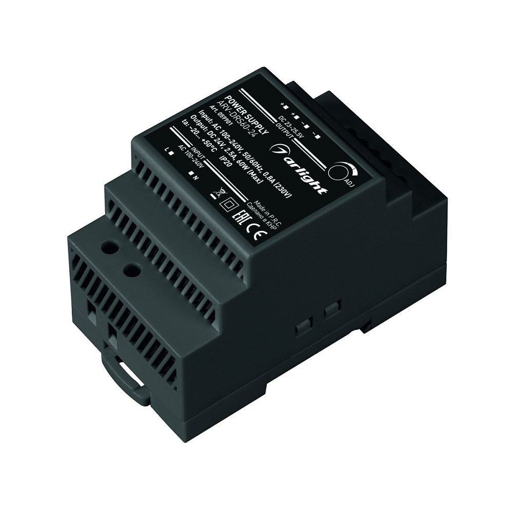 Блок питания Arlight ARV-DRS-60-24 (24V, 2.5A, 60W) (IP20 DIN-рейка) 059901