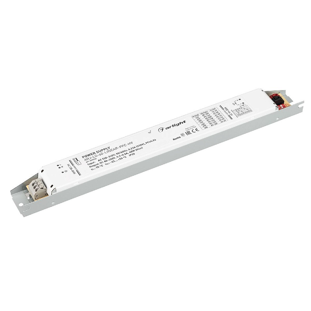 Блок питания Arlight ARJ-LG-60-LINEAR-PFC-HV (60W, 80-300V, 0.2-0.5A) 049556