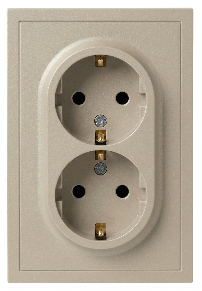 Розетка Эра Galaxy 15-2104-04 с заземлением двойная 2X2P+E Schuko 16А-250В IP20 шампань Б0070684