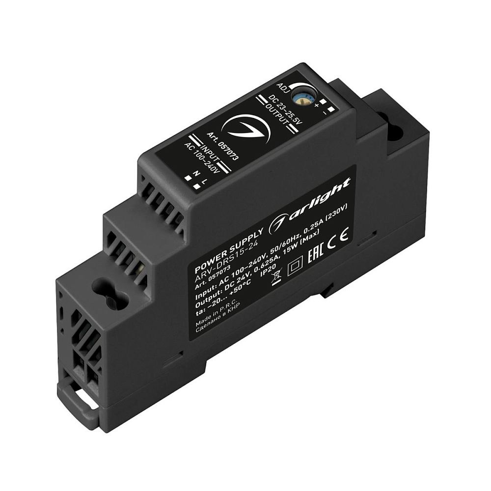 Блок питания Arlight ARV-DRS-15-24 (24V, 0.63A, 15W) (IP20 DIN-рейка) 057073