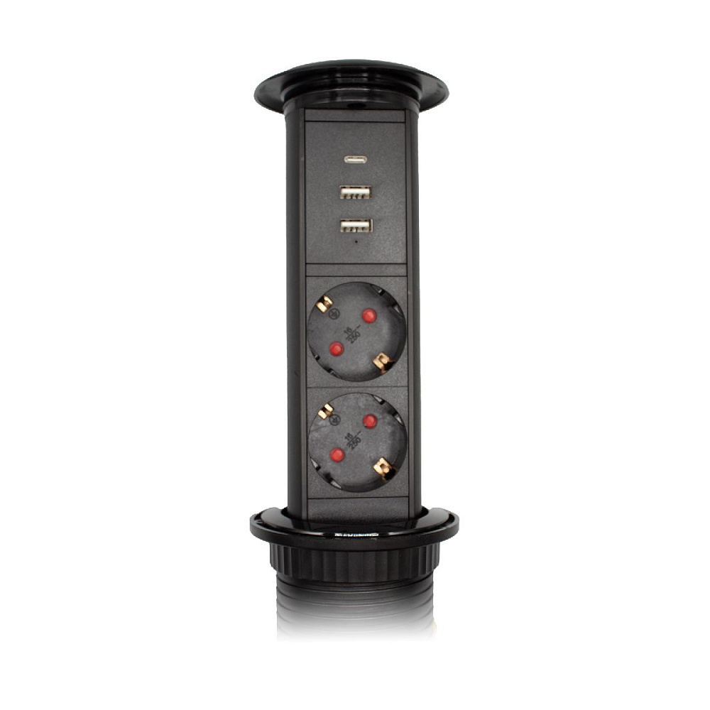 Блок розеток LE3 (2 секции 2 USB + 1 type-C беспроводная зарядка) Mebax 00-00002874