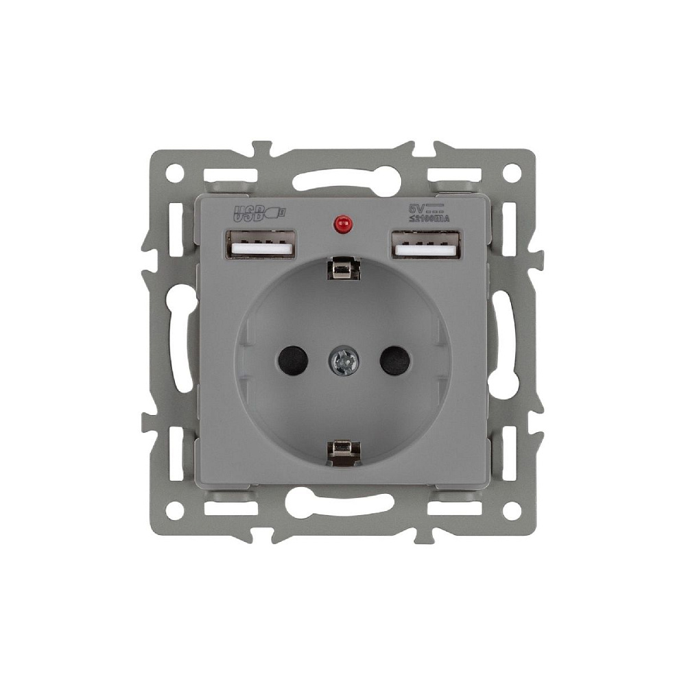 Механизм розетки с USB зарядкой Arlight SCT-MUAA-PL-GR (250V, 16A) 043735