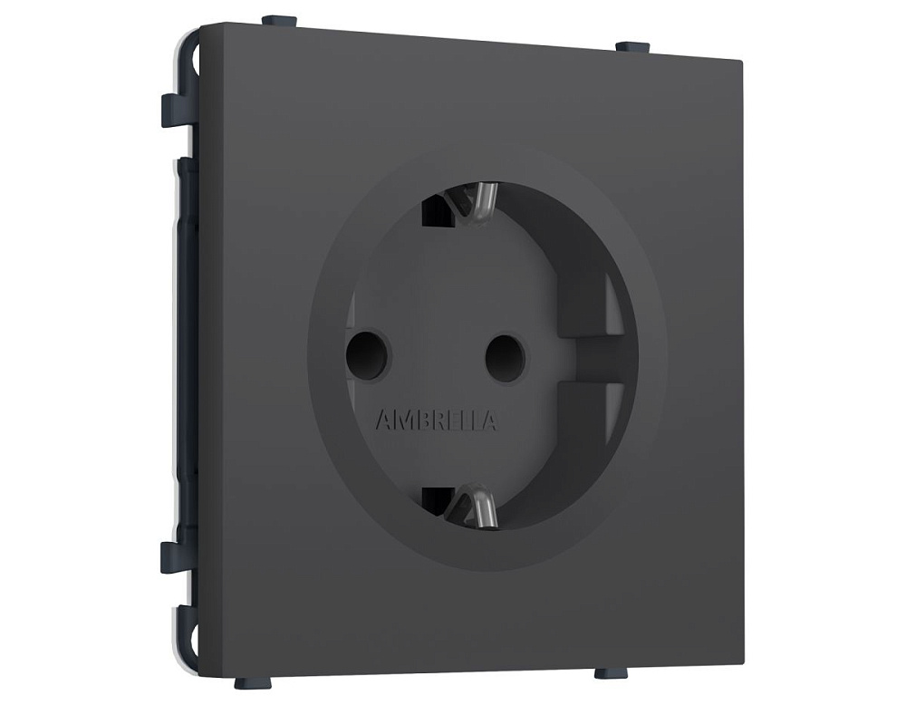 Комплект механизма электрической розетки SIGMA Графит Мягкое касание 50Hz 2P+E с/з с/ш 16A-250V QUANT PRO Ambrella Volt MS907010 (SP9070, PR141)