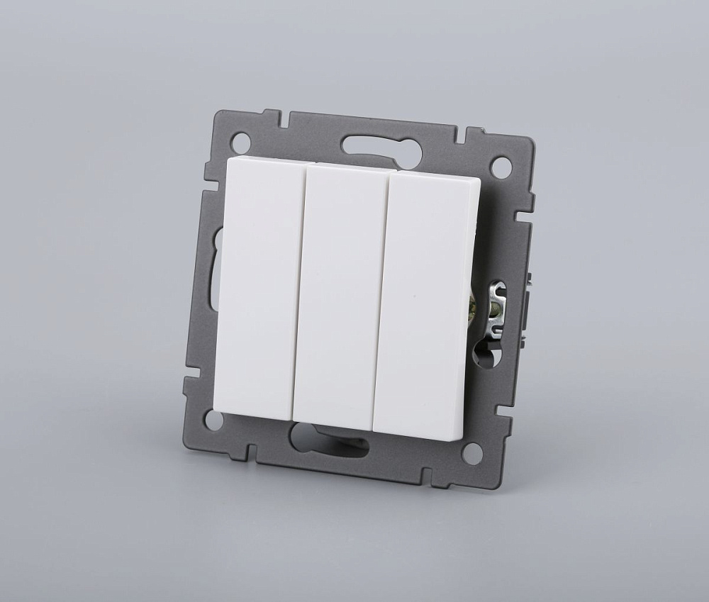 Механизм выключателя трехклавишный непроходной Arlight SWT-MK03-PL-WH-V (250V, 10A) 049896