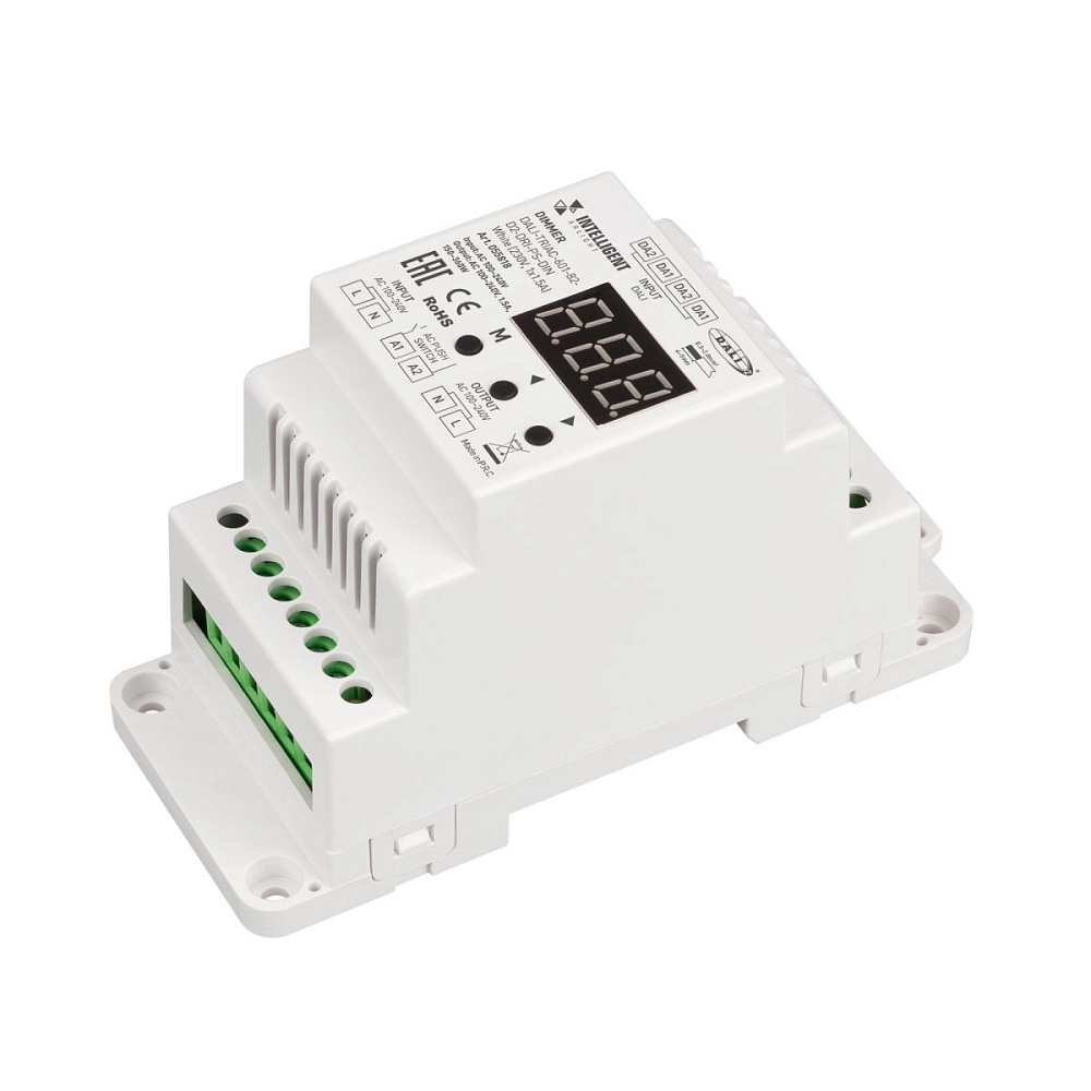 Диммер с выходом TRIAC Arlight DALI-TRIAC-601-82-D2-DRI-PS-DIN White (230V, 1x1.5A) (IARL, IP20 Пластик) 055818