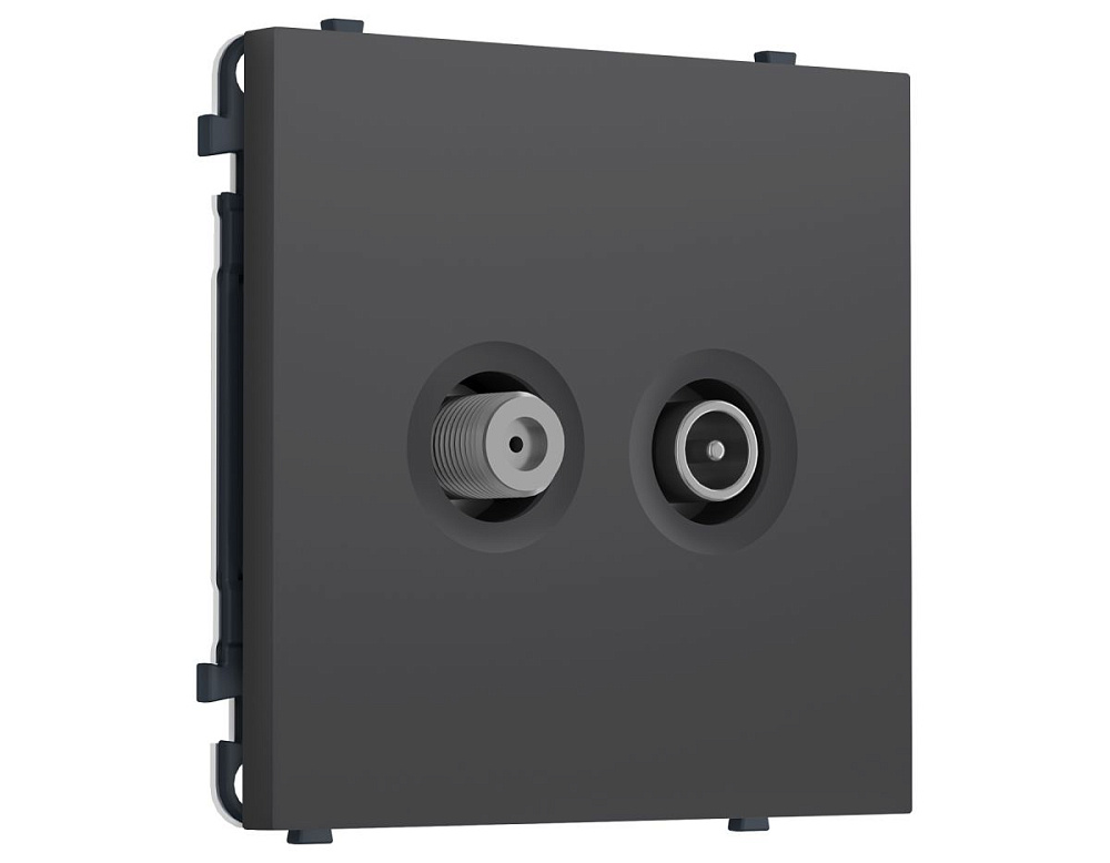 Комплект механизма розетки TV оконечной + SAT SIGMA Графит Мягкое касание 5-862MHz 3.5dB/950-2150MHz 3.8dB QUANT PRO Ambrella Volt MS913310 (SP9133, PR217)