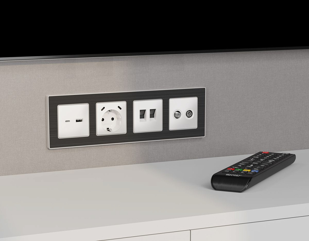 Комплект механизма розетки TV оконечной + SAT 5-862MHz 3.5dB/950-2150MHz 3.5dB Alfa Белый матовый Quant Ambrella Volt MA133310 (AP1333, VM217)